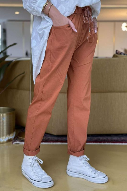 Made in Italy Luxury Smooth Magic Trouser Rust
